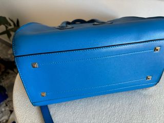 Borsa donna eco pelle bluette con manici