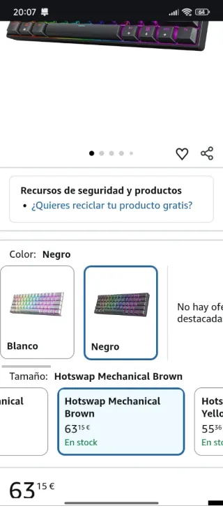 Teclado GK61 HK Gaming Negro