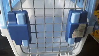 Transportín para mascotas azul y blanco