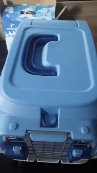 Transportín para mascotas azul y blanco