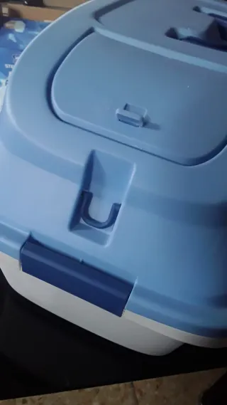 Transportín para mascotas azul y blanco