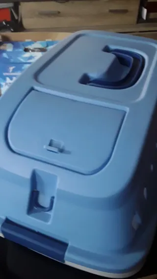 Transportín para mascotas azul y blanco