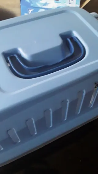 Transportín para mascotas azul y blanco