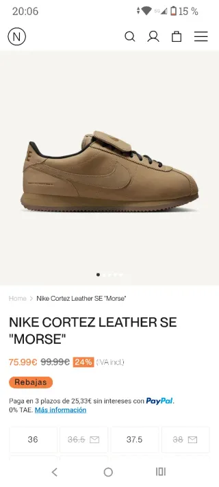 Nike Cortez Piel Talla 44.5 Beige