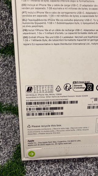 iPhone 16e 128gb Bianco - Nuovo Sigillato