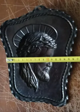 Quadretto Sacra Famiglia metallo oro nero