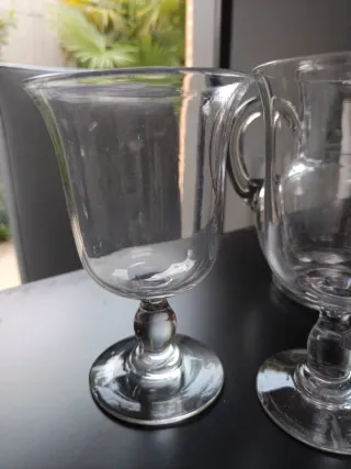 Juego copas cristal antiguas y jarra