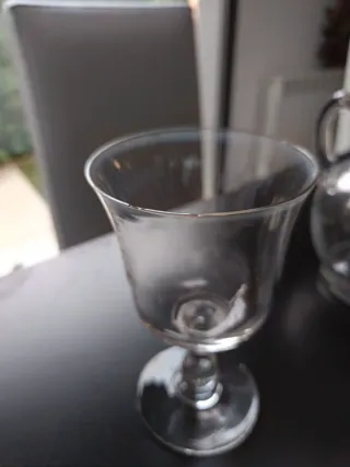 Juego copas cristal antiguas y jarra