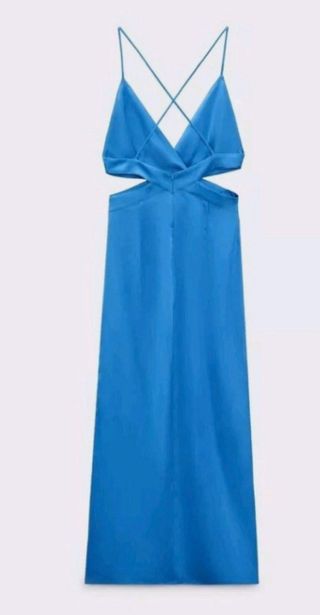 Vestido satinado Zara azul