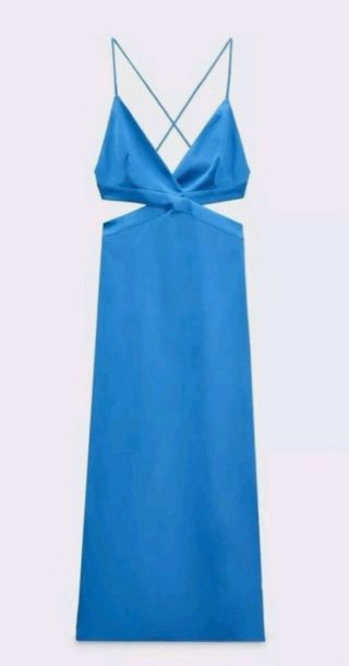 Vestido satinado Zara azul