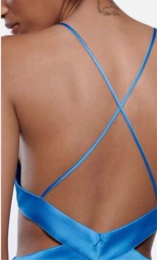 Vestido satinado Zara azul