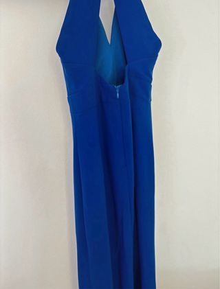 Vestido longo azul cerimónia com fenda