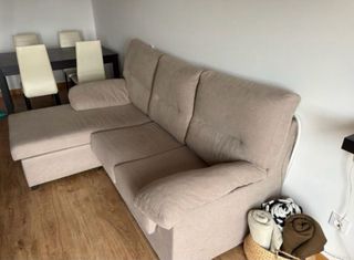 Sofá chaiselongue tela beige