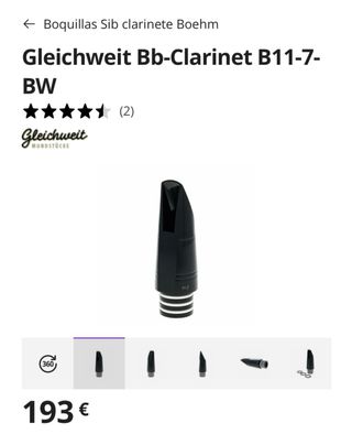 Boquilla Clarinete Bb Gleichweit BW 7.4