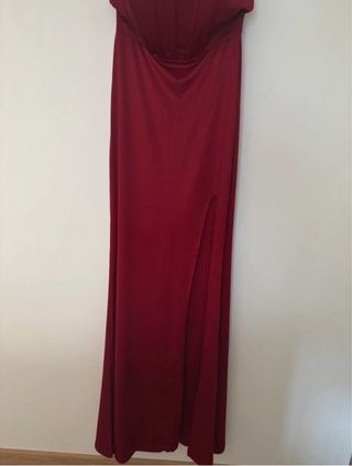 Vestido de cerimónia bordeaux com fenda