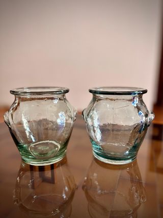 2 Jarrones/Frascos Cristal Artesanal Vintage