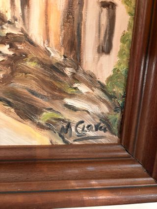 Pintura al óleo con marco dorado vintage