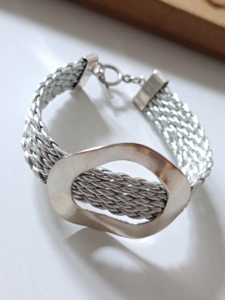 Pulsera Plata 925 Tejida Ovalada