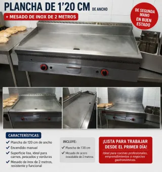 Piastra a Gas 120cm + Piano Inox 2m