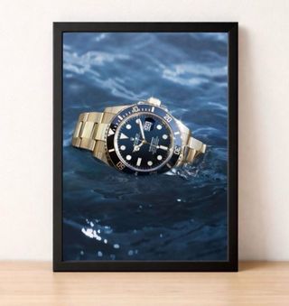 Cuadro Reloj Rolex Dorado y Negro