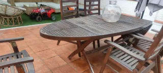 Conjunto mesa y sillas de jardín madera