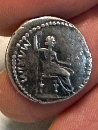 Denario romano del emperador Tiberio. Peso 3,65g