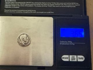 Denario romano del emperador Tiberio. Peso 3,65g