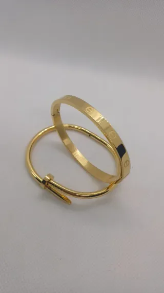 Conjunto 2 Brazaletes Chapado Oro 18k