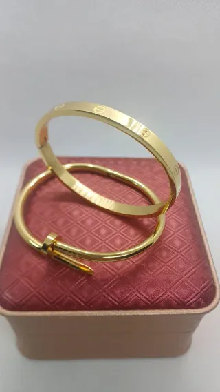 Conjunto 2 Brazaletes Chapado Oro 18k