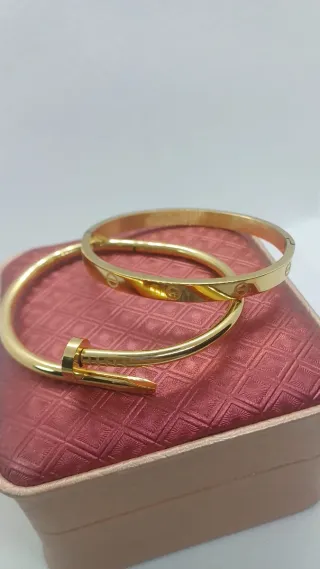 Conjunto 2 Brazaletes Chapado Oro 18k