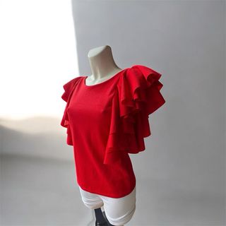Blusa roja volantes Made in Italy