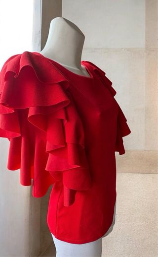 Blusa roja volantes Made in Italy