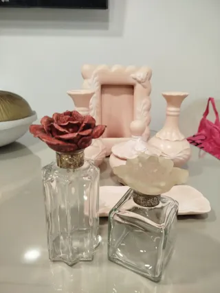 Lote cerámica y botes cristal