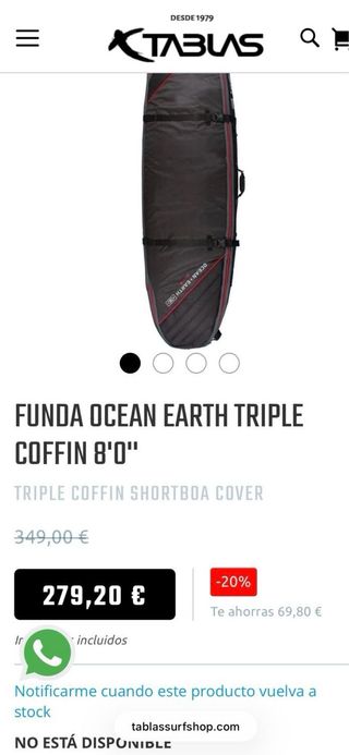 Funda Tabla Surf Ocean & Earth 8'’ Triple Coffin