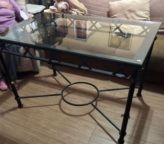 Mesa de forja elevable 2 alturas cristal