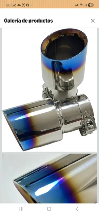 Cola de escape universal cromada azul