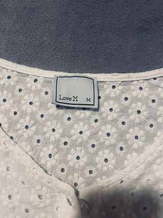 Blusa Verano Blanca Brocada Talla M