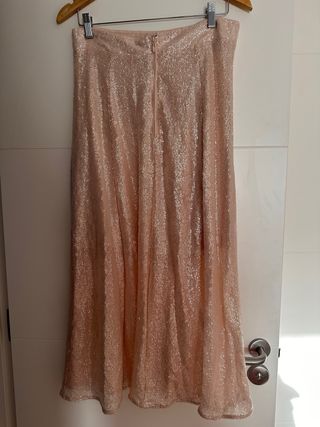 Falda Lentejuelas Larga Rosa Talla Única