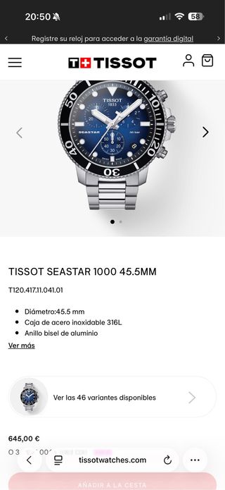 Tissot Seastar 1000 Cronógrafo Azul