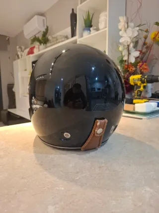 Casco NZI tipo Vintage Negro Plata Talla S