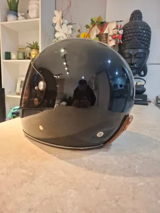 Casco NZI tipo Vintage Negro Plata Talla S