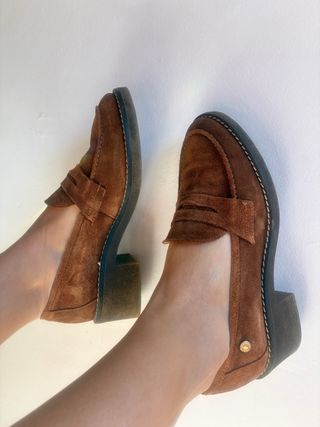 Mocasines Zendra Ante Marrones Talla 38