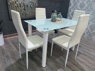 Mesa Comedor Cristal Templado con 4 Sillas