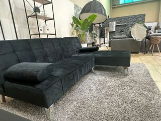 Sofá Cama Chaise Longue Terciopelo Negro