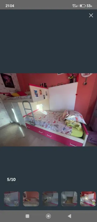 Cama juvenil con litera y gran almacenaje