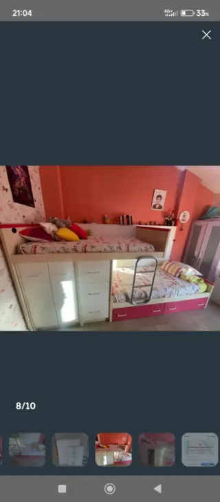 Cama juvenil con litera y gran almacenaje