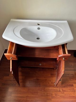 Mueble de lavabo vintage madera y cerámica