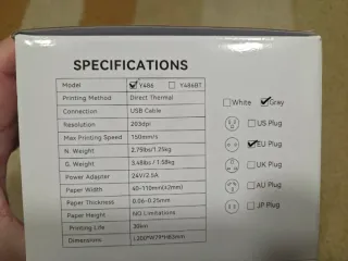 Impresora Térmica Vevor Gris