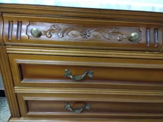 Cómoda y Mesitas de Noche Madera y Mármol