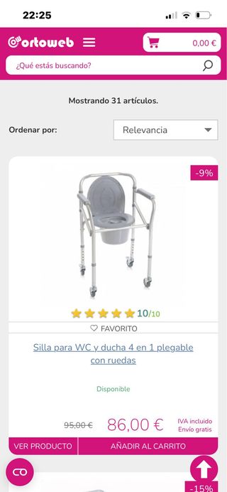 Silla de ruedas para water